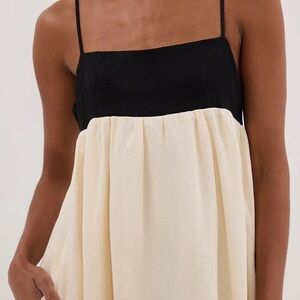 American Eagle Black and Cream Spaghetti Strap Bubble Dress